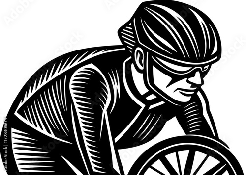 Cyclist with Helmet Silhouette, Sports and Fitness SVG, PNG