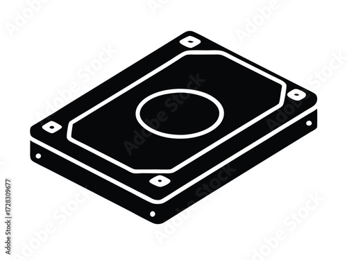 ssd drive vector icon in bold style on black color and white background.