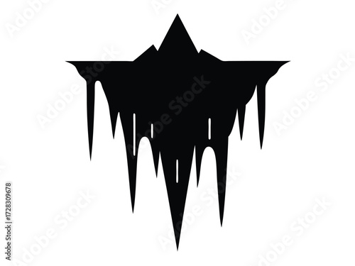 stalactite vector icon in bold style on black color and white background.