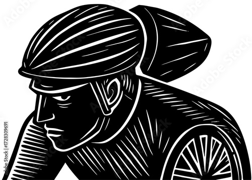 Cyclist with Helmet Silhouette, Sports and Fitness SVG, PNG