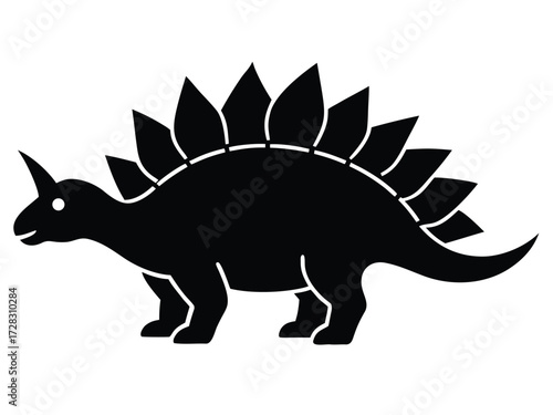 stegosaurus vector icon in bold style on black color and white background.
