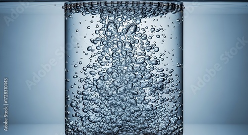 Glass of Sparkling Water with Bubbles.