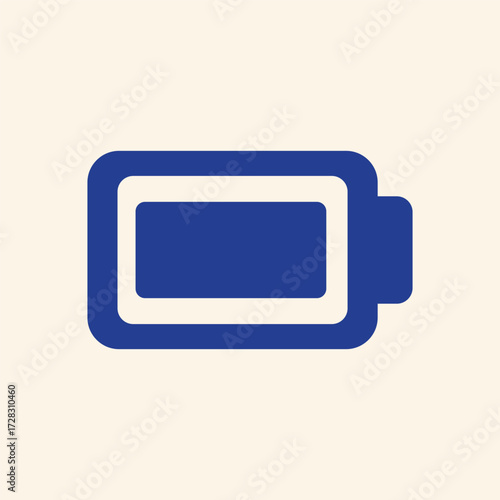 Sleek blue battery icon symbolizing power, energy, and recharge needs, perfect for tech, apps, and modern design concepts