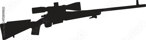 Black Sniper Rifle with Scope Vector Illustration Isolated on White Background