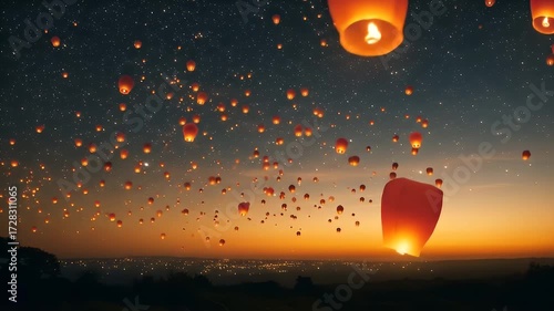 Floating Lanterns at Twilight