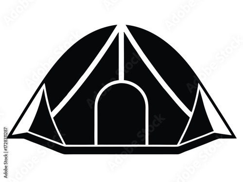 tent igloo vector icon in bold style on black color and white background.
