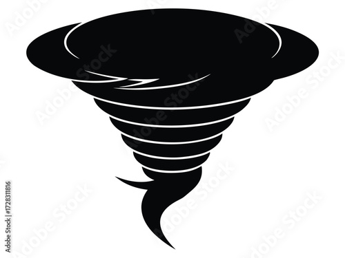 tornado vector icon in bold style on black color and white background.
