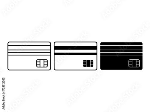 Debit card vector icon. Represents ATM withdrawals, cashless payments, and secure banking.