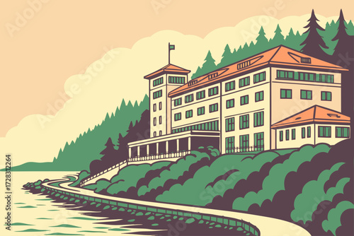 Edgewater Hotel in Seattle, Washington, waterfront hotel perched directly above Puget Sound