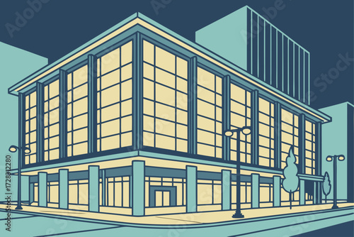 Eccles Theater in Salt Lake City, Utah, modern glass-fronted theater with glowing night lights