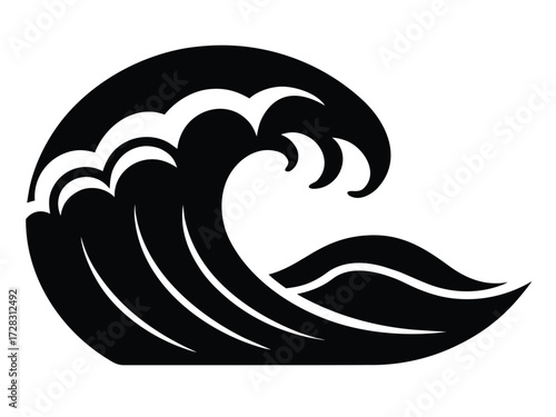tsunami vector icon in bold style on black color and white background.