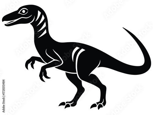 velociraptor  (1) vector icon in bold style on black color and white background.