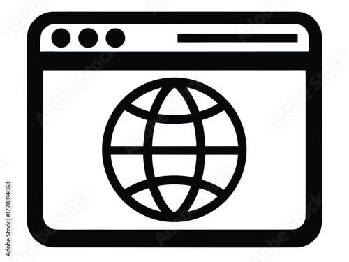 web browser vector icon in bold style on black color and white background.