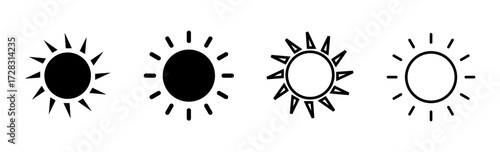 Sun icon set. Brightness Icon vector