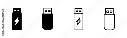 Usb icon set. Flash disk icon vector