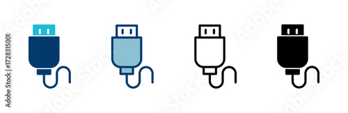 Usb icon vector isolated on white background. Flash disk icon vector