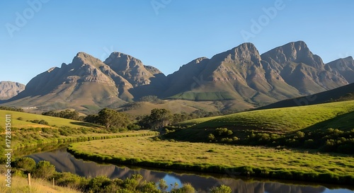 South African Mountain Valley Landscape.