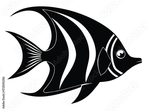 angelfish vector icon in bold style on black color and white background.