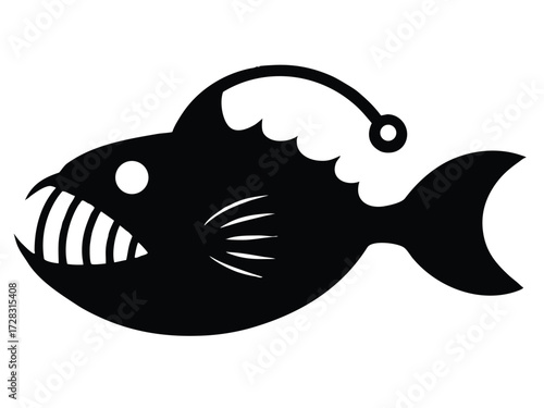 anglerfish vector icon in bold style on black color and white background.
