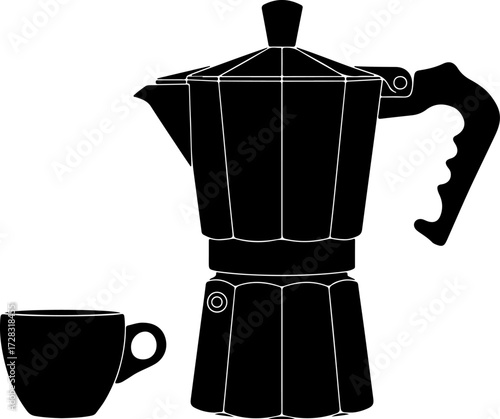 espresso coffee maker with cup vector illustration