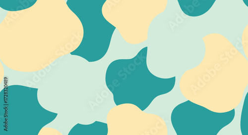 A seamless pattern of abstract organic shapes in muted pastel colors for digital design.