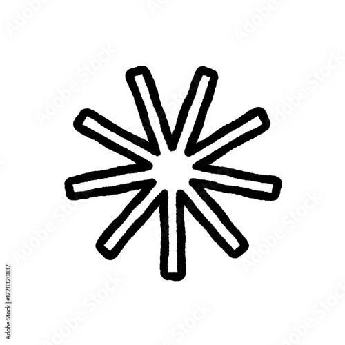Doodle snowflake. Snowflake icon. Star icon. Doodle star.