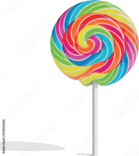 Create Colorful lollipop on White background.