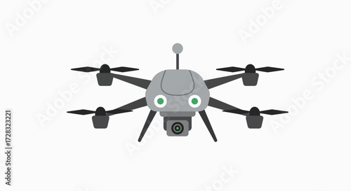 Sleek Hexacopter Drone with Green Lens Camera