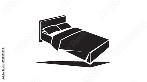 Modern minimalist bed illustration with clean lines, perfect for hospitality, interior design, and lifestyle branding projects seeking contemporary comfort and style.