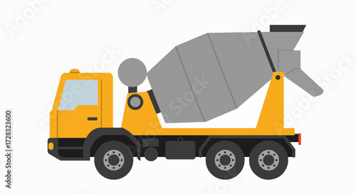 Vibrant Yellow Concrete Mixer Truck: Industrial Building Icon