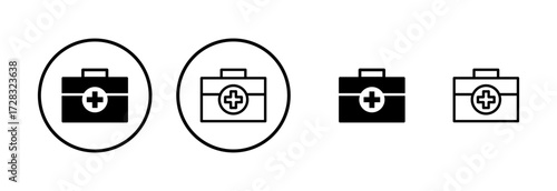 Medical box icon logo design. Medical suitcase sign and symbol. First aid icon