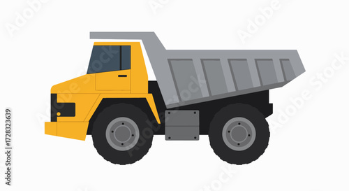 Flat Design Yellow Dump Truck Vector Illustration