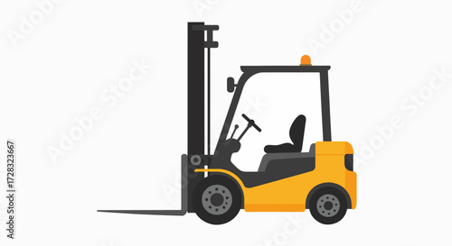 Vibrant Yellow Forklift Truck Icon - Modern Industrial Loader for Warehouse Logistics & Material Handling