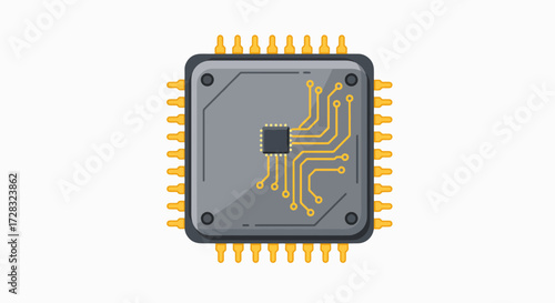 Sleek Microprocessor Unit: Golden-Pinned CPU Illustrating Core Computing Power
