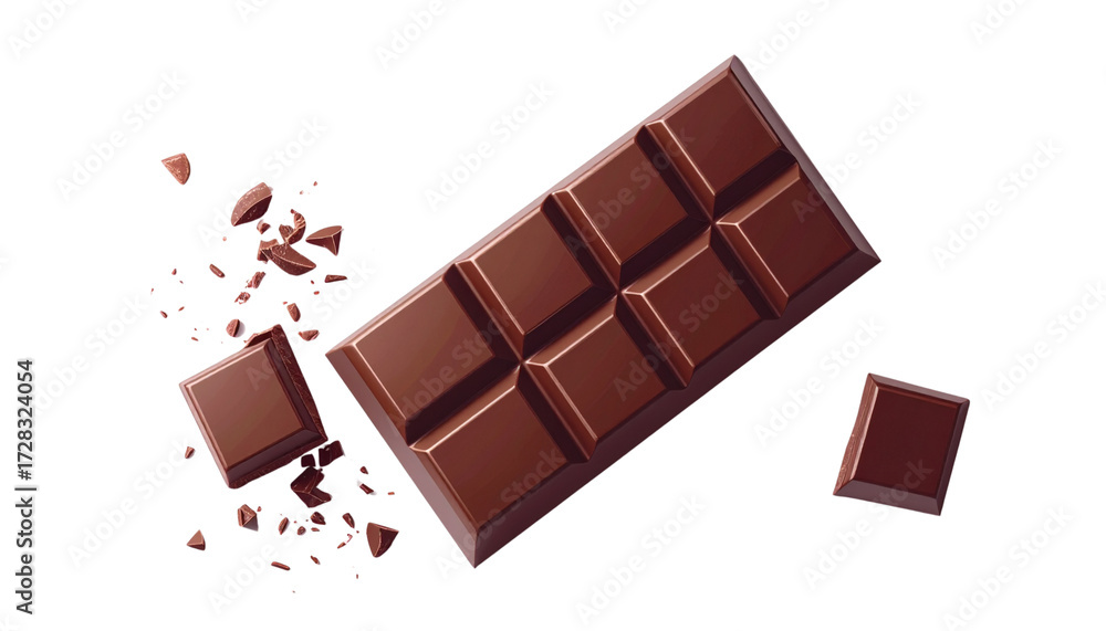 Fototapeta premium Chocolate Treat Pair – Two Distinct Bar Styles Isolated on Transparent Background