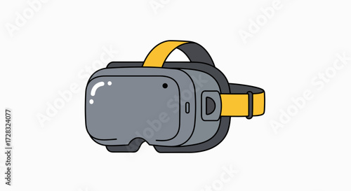 Illustration of a virtual reality headset with yellow straps on a white background.