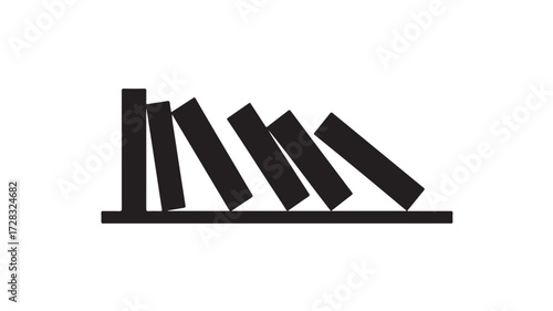 Conceptual black and white graphic symbolizing domino effect or falling blocks, representing risk, change, or momentum in business and life, perfect for presentations and design.