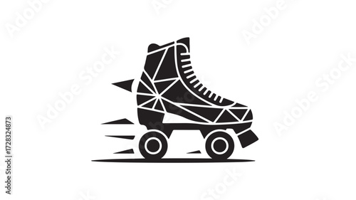 Dynamic retro roller skate illustration with motion blur effect creating a sense of speed and energetic movement perfect for active lifestyle branding and vintage sport themes