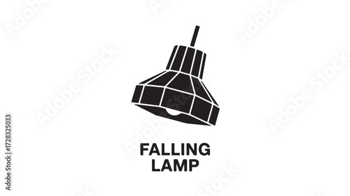 Dramatic black silhouette of a falling lamp with bold text "FALLING LAMP" conveying a sense of urgency, danger, or a sudden event for creative projects and conceptual use