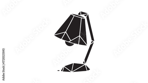 Modern geometric desk lamp silhouette casting a subtle shadow, perfect for contemporary office, study, or creative workspace design projects, symbolizing illumination and innovation.