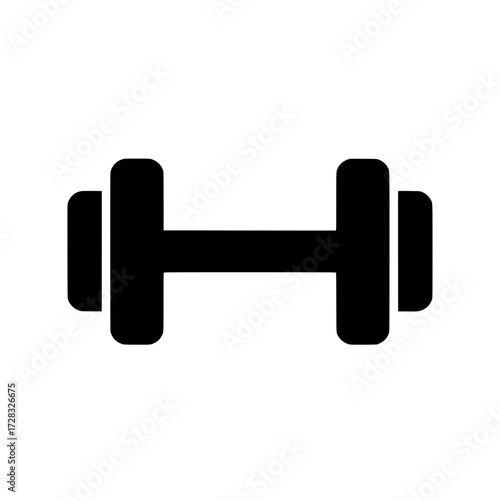 Black dumbbell icon for fitness and strength training  