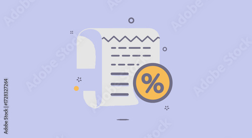 Receipt and percentage symbol on light blue background suitable for financial presentations, budgeting articles, accounting blogs, and business reports.