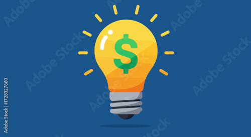 Lightbulb with dollar sign  ideal for financial concepts and business ideas presentations  depicts valuable and innovative thinking.