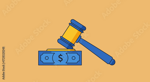 Gavel on dollar bill. Legal, financial, justice, law, auction, business, money concepts. Suitable for legal presentations, finance websites, and law blogs.