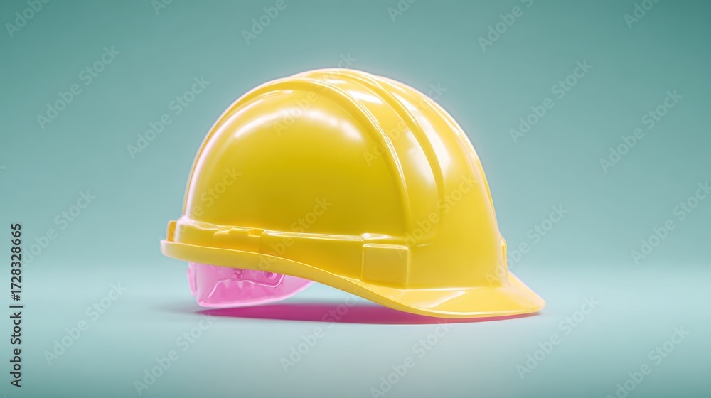 Fototapeta premium A yellow hard hat with pink accents