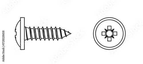 Technical drawings of screw types.