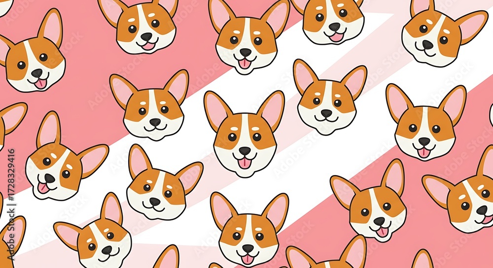 Obraz premium Cute dog faces pattern