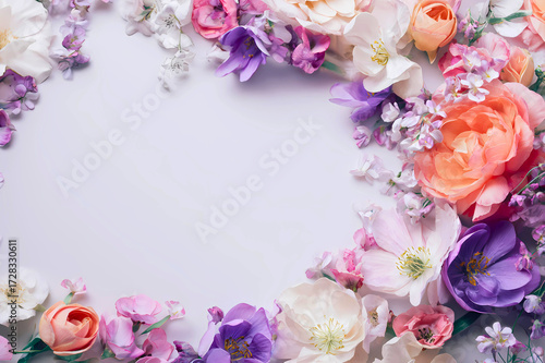 Wallpaper Mural Soft pastel floral border arrangement with copy space for text and design Torontodigital.ca