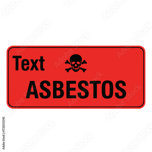 Red warning sign with skull and crossbones and the word asbestos