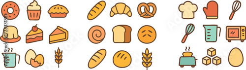 Bakery and Baking Icons Set.